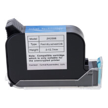 For ZK2588 Hand Inkjets Printers Cartridge Black 12.7mm Height