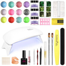 (New product set) Acrylic Powder Kit with Nail Lamp, UV/LED Lamp, Nail Art Powder & Tools for Beginners Professionals
