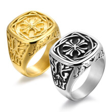 (black, No. 13) Vintage Cross Titanium Steel Ring Mens Thumb Ring European American Fashion Accessory Hip Hop Jewelry