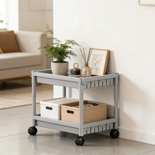 Rolling Plastic Storage Rack Multi-Layer with Wheels