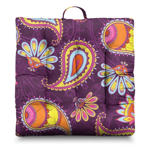 Meditation Cushion Paisley Boho Square 22 x 22