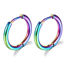 (8mm, Color) Thin Circle Ear Stud With Colorful/solid-color Elegant Stylish Dangler Jewelry For Women Men Unisex - Ya