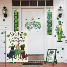 (B) St Patricks Day Decorations, St Patricks Day Flag, St. Patrick's Day Garden Flag, 23x32cm Green Shamrocks Clovers Welcome Yard Holiday Flag