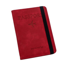 RFID Blocking Passport Holder Travel Wallet Red