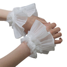 False Wristband for Bride Decorative Sleeves Flared Wrist-White