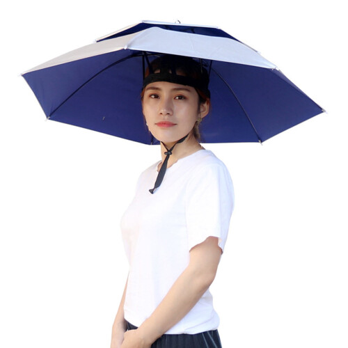 Umbrella Hat Anti-UV Rainproof Double-Layer Silver Gray