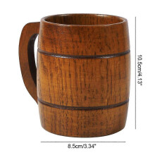 350ml Vintage Wooden Beer Mug with Handle Large Capacity Drink Cup