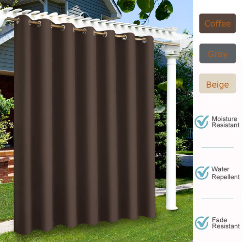Outdoor Sunscreen Blackout Curtains Brown 100" x 84" 1 Panel