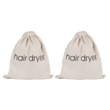Hair Dryer Storage Bags Beige Drawstring 2 Pack