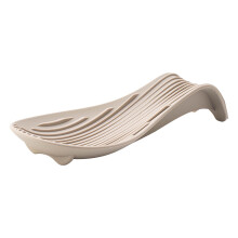 Khaki silicone utensil rest tray for spatula spoon lid