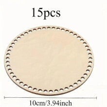 15 Pcs Pre Drilled Circular Wooden Bases for Knitting Basket Making, 10 cm DIY Craft Circles for Home Decor