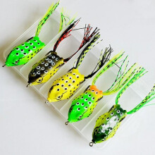 Hollow Body Topwater Frog Lures 5pcs Weedless Soft Plastic