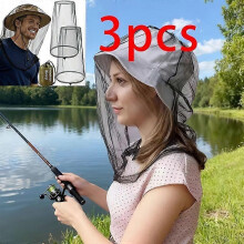 Oversized Mosquito Face Net Set, 3-Piece Fine Mesh Insect Protection for Outdoor Fishing Camping, Heavy Duty Face Cover for Hats, with Storage Bag