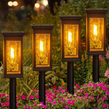 Solar LED Ground Lights Outdoor Garden Patio Warm White
