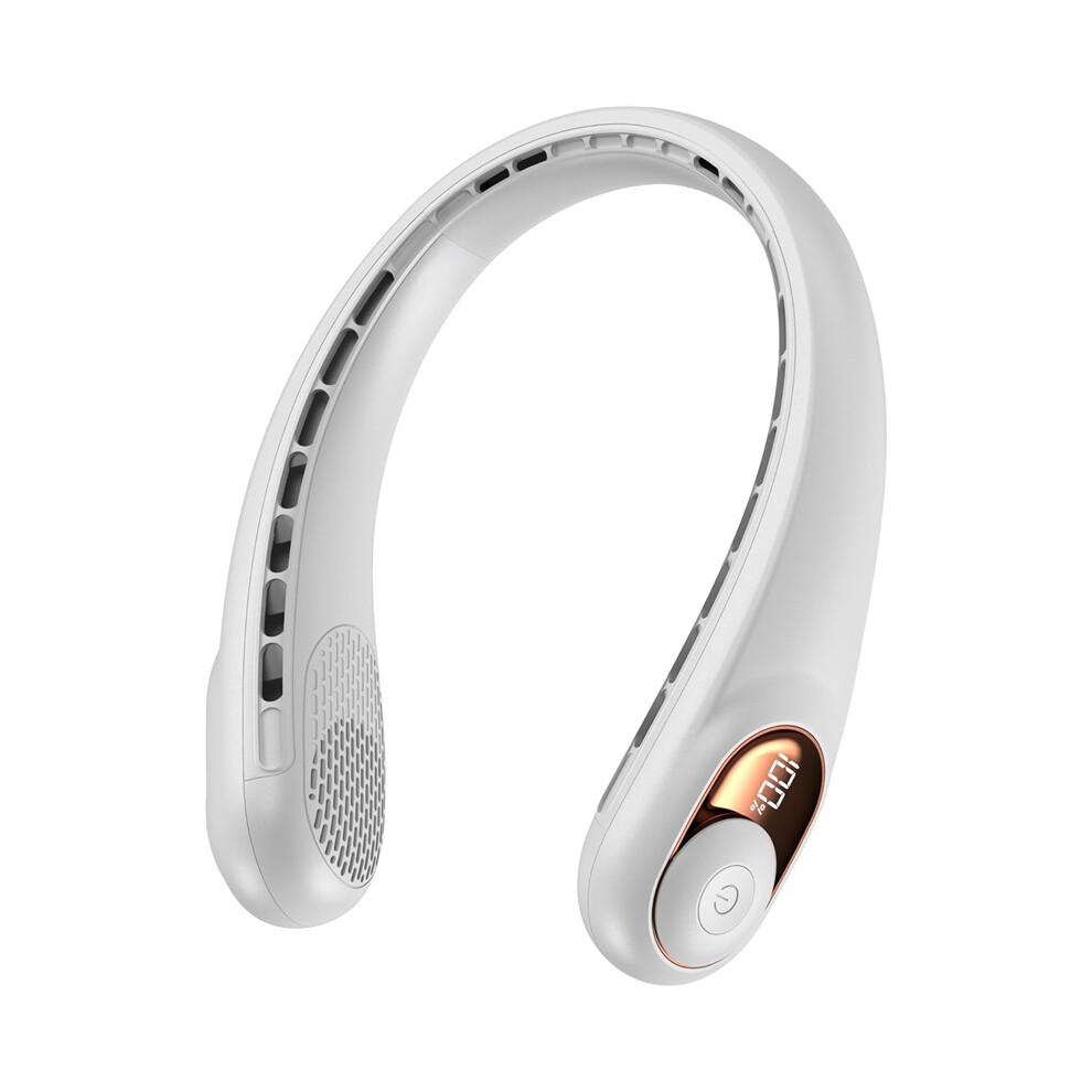 (White) Neck Fan, Portable Bladeless Neck Fans With Led Display, 360 Airflow, 4000Mah Rechargeable Battery 9328088520298