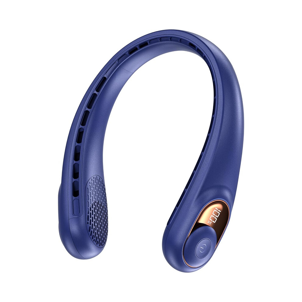 (Royal Blue) Neck Fan, Portable Bladeless Neck Fans With Led Display, 360 Airflow, 4000Mah Rechargeable Battery 9328088520281