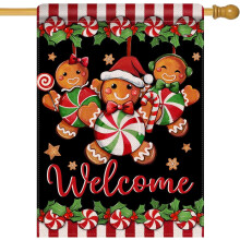 Christmas gingerbread house flag burlap 28x40