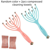 Nine-Claw Scalp Massager for Relaxation, Meridian Pressure Relief Comb with Metal Roller Balls, Random Color