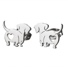 Stijlvolle huisdier teckel hond Stud Earring piercing oor-Zilver