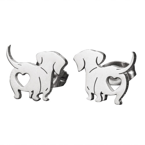 Modischer Ohrschmuck, Haustier-Hunde-Ohrstecker,-Silber
