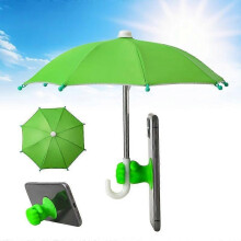(Green) Mini Umbrella Phone Stand with Adjustable Suction Cup Base, UV Protection Sunshade, Portable Holder for Smartphones and Tablets