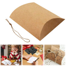Yellow Paper Pillow Candy Box Foldable with Jute Rope
