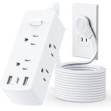 Short Extension Cord 3 ft with 6 Outlets and 3 USB Ports