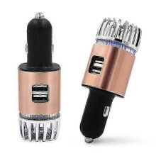 (Gold) Car Air Purifier Ionizer Anti-Microbial Deodorizer Air Freshener With Dual USB Charger