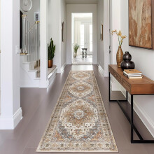 5x7 Area Rug Brown Gold Stain Resistant Washable Non-Slip