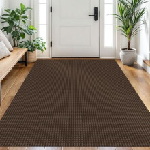 Woven Cotton Area Rug 4x6 Ft Brown Non-Slip