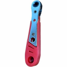 Right Angle Ratchet Screwdriver, Red Handle with Forward/Reverse Function, Steel Shaft for Tight Spaces