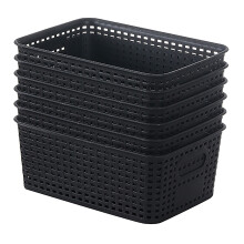 Plastic Weave Storage Baskets 6 Pcs