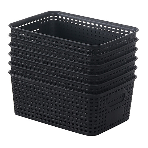 Plastic Weave Storage Baskets 6 Pcs