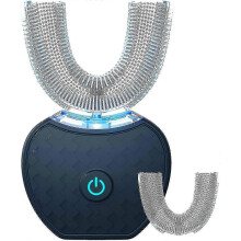 (Black) Automatic U-shape Sonic Electric Toothbrush Teeth Whitening Kit With Replacement Brush Head