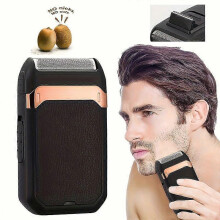 Electric Shaver for Men, USB Rechargeable 600mAh, Precision Blades for Smooth Shave, Compact Travel Design, Faux Leather Rose Gold, Gift for Dad
