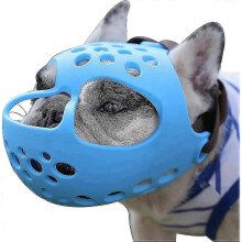 (M, Blue) Short Snout Dog Muzzle,soft Silicone Adjustable Breathable Bulldog Muzzle For French Bulldog Shih Tzu And Pug For Biting Chewing Training