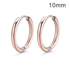 (8mm, Rose Gold) Thin Circle Ear Stud With Colorful/solid-color Elegant Stylish Dangler Jewelry For Women Men Unisex - Ya