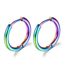 (12mm, Color) Thin Circle Ear Stud With Colorful/solid-color Elegant Stylish Dangler Jewelry For Women Men Unisex - Ya