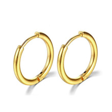 (10mm, Golden) Thin Circle Ear Stud With Colorful/solid-color Elegant Stylish Dangler Jewelry For Women Men Unisex - Ya