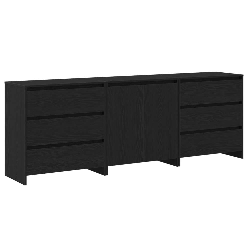 Vidaxl Sideboard 3 Pcs Black 70 X 41 X 75 Cm Engineered Wood