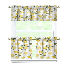 Yellow Lemon Kitchen Curtains Set with Valance 3-Piece