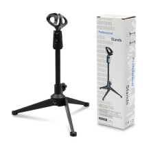 Microphone Desk Stand Adjustable 3-Leg with Fill Light Mount