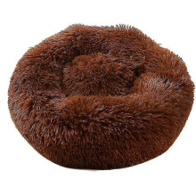 (80*80 cm, Dark Brown) Donut Shaped Pet Plush Cat Bed