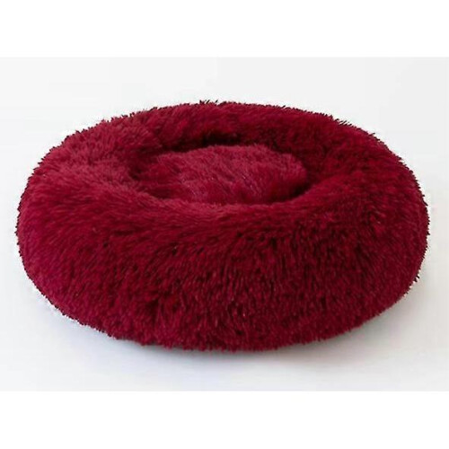 (60*60 cm, Red) Donut Shaped Pet Plush Cat Bed