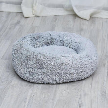 (80*80 cm, Light Grey) Donut Shaped Pet Plush Cat Bed