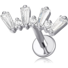 Flat Back Earrings for Cartilage Tragus Helix 16g CZ Silver