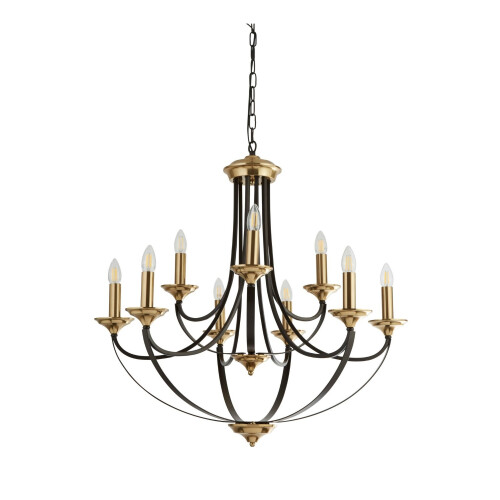 Pendant 9 Light Chandelier Dark Bronze Brown Ceiling Light E14 Dimmable IP20 1