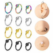 Captive Bead Ring BCR Ear Hoop 16G 6mm 10Pcs Rainbow