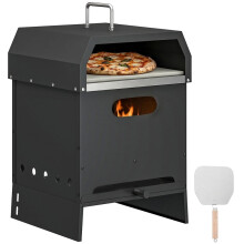 Horno de pizza de leña para exteriores 3 en 1, de 2 niveles con piedra para pizza y pala.