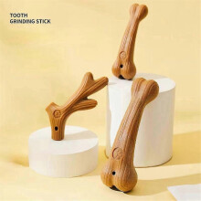 Bite Resistant Pet Dog Chew Toys Molar Teeth Clean Stick Interesting Pine Wood Cute Shape Durable Pet Antlers-S